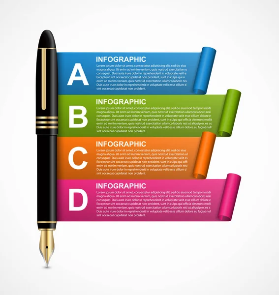 Modèle de conception infographique d'entreprise. Stylos à encre colorée. Illustration vectorielle . — Image vectorielle