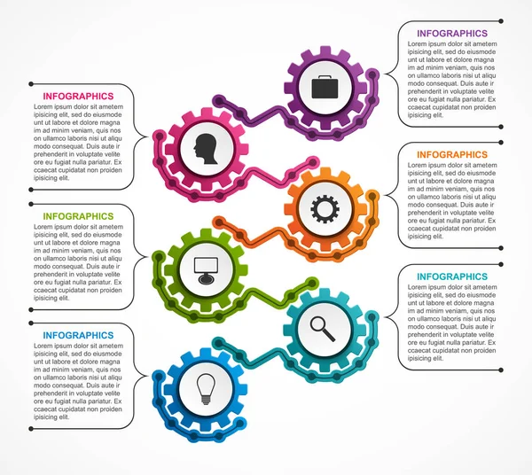 Abstrakte Zahnräder Infografik. Gestaltungselement. Infografiken für Unternehmenspräsentationen oder Informationsbanner. — Stockvektor