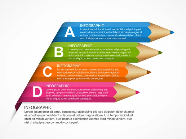 Plantilla infográfica con lápiz. Infografías para presentaciones de negocios o banner informativo . — Archivo Imágenes Vectoriales