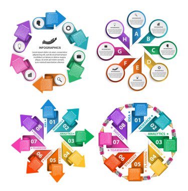 Koleksiyon bilgi grafikleri. Tasarım elemanları. İş sunumları veya bilgi afişi için bilgi grafikleri.