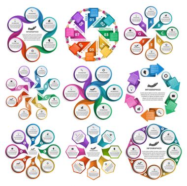 Koleksiyon bilgi grafikleri. Tasarım elemanları. İş sunumları veya bilgi afişi için bilgi grafikleri.