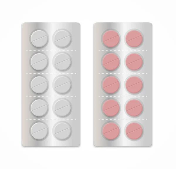 Pastillas en un blister. Ilustración vectorial — Vector de stock