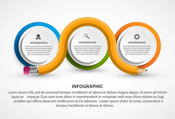 Modelo de infográficos com lápis. Infográficos para apresentações de negócios ou banner de informações . —  Vetores de Stock