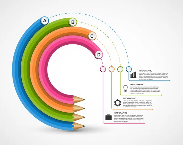 Бизнес-инфографика с цветным карандашом. Элементы дизайна для презентаций или информационного баннера. Векторная миграция . — стоковый вектор