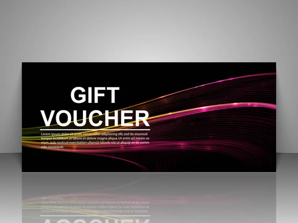 Gift voucher sjabloon. Lichtgolf futuristische kortingskaart. — Stockvector