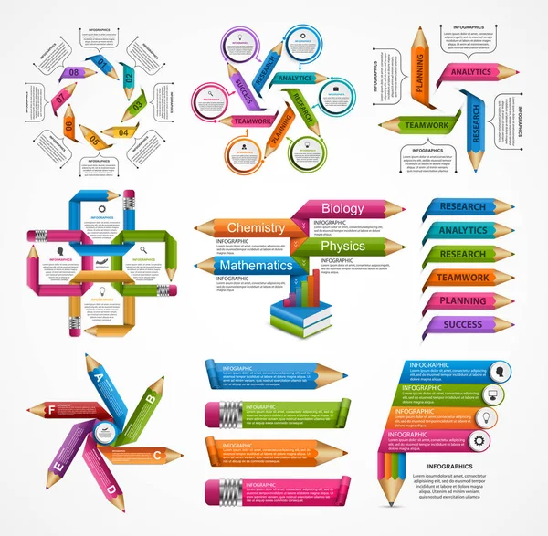 A gyűjtemény oktatási Infographics sablon. Infographics az üzleti prezentációk, vagy információt banner. — Stock Vector