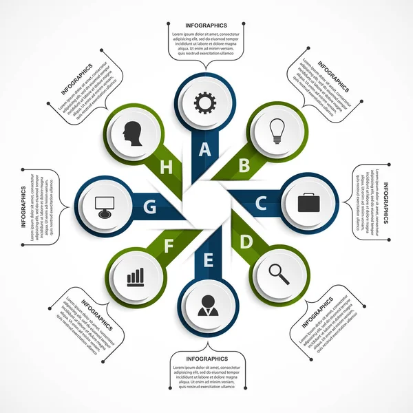 Modelo de infográficos de opções abstratas. Infográficos para apresentações de negócios ou banner de informações. —  Vetores de Stock