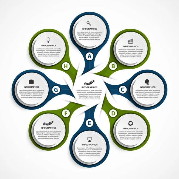 Options abstraites infographie modèle. Infographies pour présentations professionnelles ou bannière d'information. — Image vectorielle