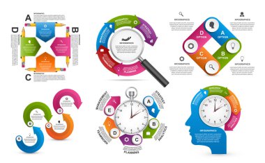 Koleksiyon bilgi grafikleri. Tasarım elemanları. İş sunumları veya bilgi afişi için bilgi grafikleri.