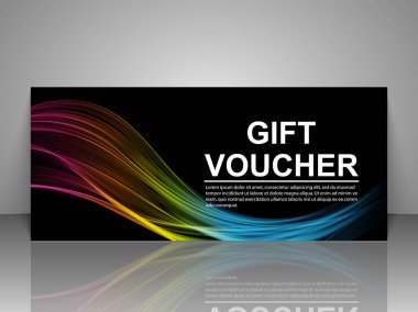 Hediye çeki şablonu. Soyut fütüristik dalga arka plan