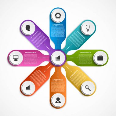Özet Seçenekleri infographics şablonu. İş sunumları, bilgi başlığı, görselleştirme fikir, zaman çizelgesi ya da web tasarım için kullanılabilir.