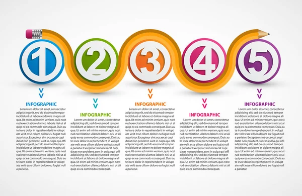 Plantilla infográfica con lápiz. Infografías para presentaciones de negocios o banner informativo . — Vector de stock