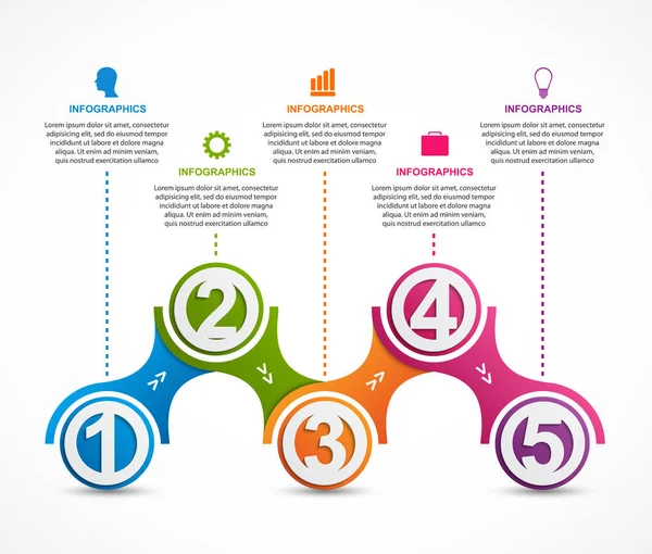 Abstrakte Optionen Infografik Vorlage. kann für Unternehmenspräsentationen, Informationsbanner, Visualisierungsidee, Timeline oder Webdesign verwendet werden. — Stockvektor