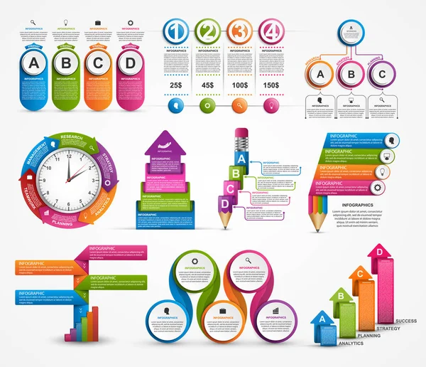 Verzamel infographics. Ontwerpelementen. Infographics voor zakelijke presentaties of informatiebanner. — Stockvector