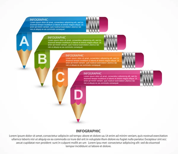 Modèle d'infographie avec crayon. Infographies pour présentations professionnelles ou bannière d'information . — Image vectorielle