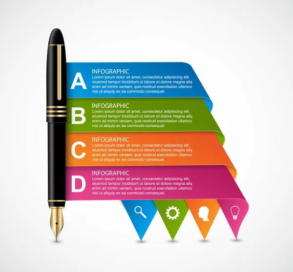 Πρότυπο σχεδίασης infographic επιχειρήσεων. Στυλό με χρωματιστό μελάνι. Vector εικονογράφηση. — Διανυσματικό Αρχείο