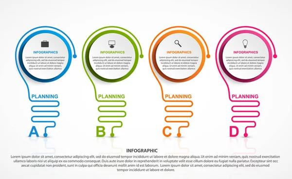 Абстрактная инфографика с лампочкой. Инфографика для деловых презентаций или информационного баннера . — стоковый вектор