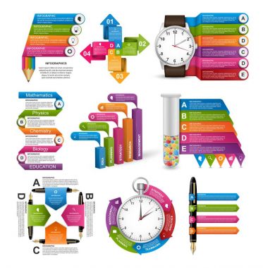 Koleksiyon bilgi grafikleri. Tasarım elemanları. İş sunumları veya bilgi afişi için bilgi grafikleri.