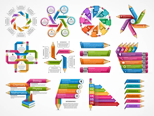 A gyűjtemény oktatási Infographics sablon. Infographics az üzleti prezentációk, vagy információt banner. — Stock Vector