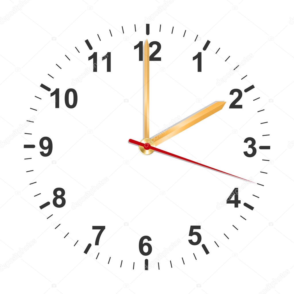 Simple clock with golden arrows