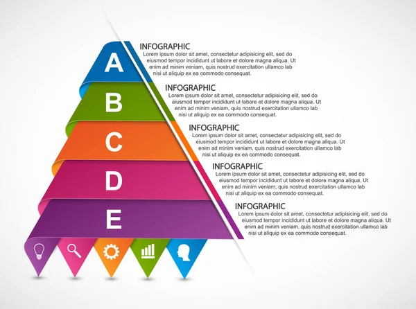 피라미드의 모양에 리본에서 인포 그래픽. 교육 또는 비즈니스 프레 젠 테이 션, 정보 배너에 사용할 수 있습니다.. — 스톡 벡터