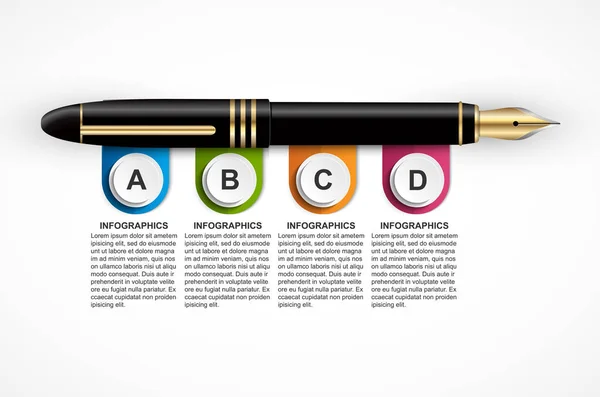 Infographic kontorskomplex. Färgade bläck pennor. Vektor illustration. — Stock vektor