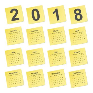 Vektör basit takvim 2018 yıl.