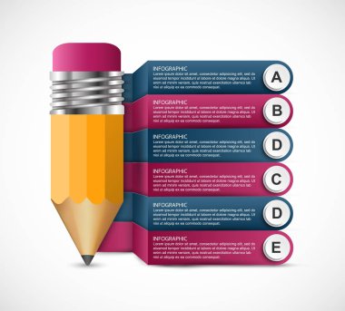 Kalem Infographics şablonu. İş sunumları veya bilgi başlığı için Infographics.
