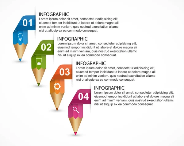 Modèle d'infographie avec crayon. Infographies pour présentations professionnelles ou bannière d'information . — Image vectorielle