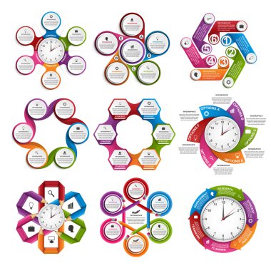 Koleksiyon bilgi grafikleri. Tasarım elemanları. İş sunumları veya bilgi afişi için bilgi grafikleri.