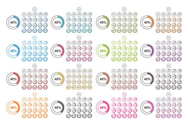 Beş dakika aralığı ile zamanlayıcılar topluluğu. İş sunumları veya bilgi başlığı için işareti simgesi. Düz tasarım. Vektör çizim.