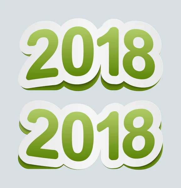 幸せな新しい年 2018年背景。ベクトル 2018年アイコン。紙ステッカーから曲線の記号. — ストックベクタ