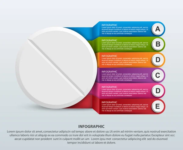 医学のインフォ グラフィック。色のリボンでピル。広告、プレゼンテーションや情報バナー — ストックベクタ