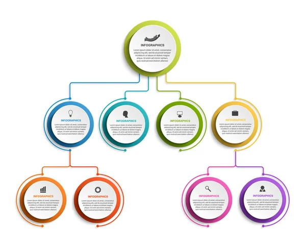 Infografik-Design-Organigramm-Vorlage für Unternehmenspräsentationen, Informationsbanner, Timeline oder Webdesign. — Stockvektor