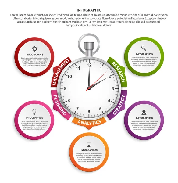 Szablon schematu infografiki do prezentacji biznesowych, banera informacyjnego, osi czasu lub projektowania stron internetowych. — Wektor stockowy