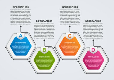 Hexagon options infographics template. Infographics for business presentations or information banner. clipart
