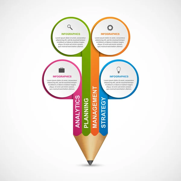 Infographics sjabloon met potlood. Infographics voor bedrijfspresentaties of informatie banner. — Stockvector