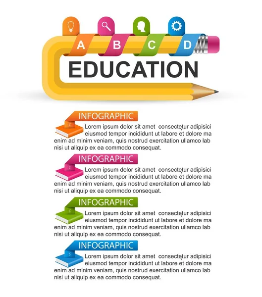 Infographics πρότυπο με μολύβι. Infographics για επαγγελματικές παρουσιάσεις ή πληροφορίες banner. — Διανυσματικό Αρχείο