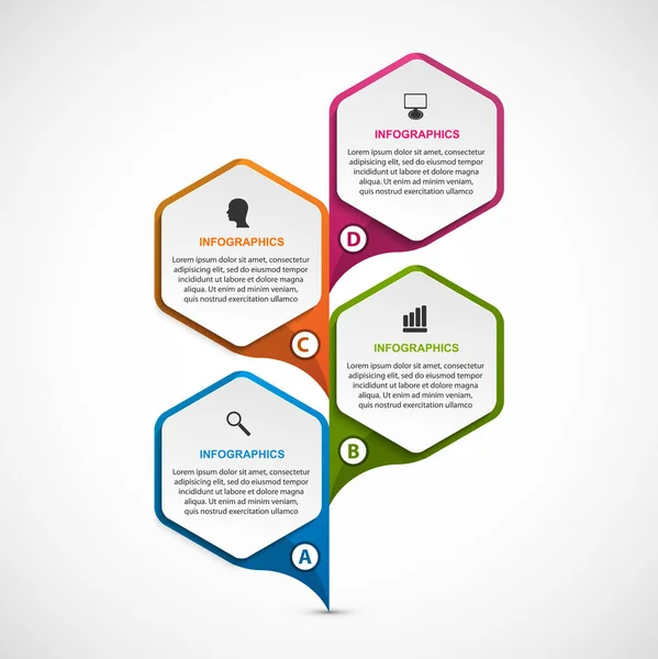 Hexagon Optionen Infografik Vorlage. Infografiken für Unternehmenspräsentationen oder Informationsbanner. — Stockvektor
