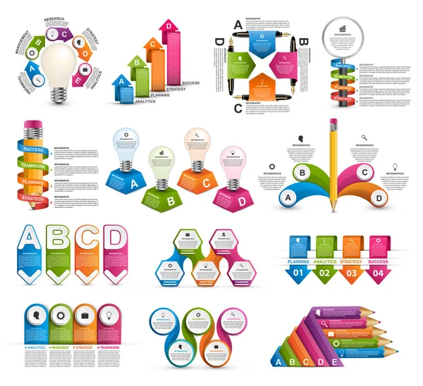 Büyük koleksiyon infographics. Tasarım öğeleri. İş sunumları veya bilgi başlığı için Infographics. — Stok Vektör