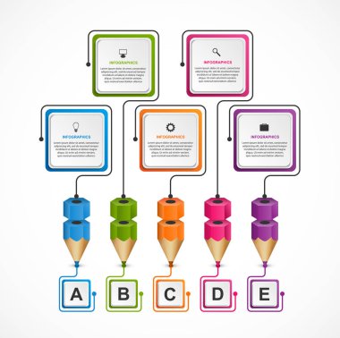 Kalemle bilgi grafikleri şablonu. Eğitim veya iş sunumları, bilgi pankartı için kullanılabilir.