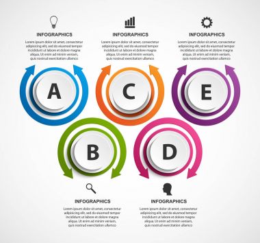 Soyut seçenekler bilgi grafikleri şablonu. İş sunumları veya bilgi afişi için bilgi grafikleri.