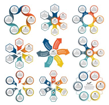 Koleksiyon bilgi grafikleri. Tasarım elemanları. İş sunumları veya bilgi afişi için bilgi grafikleri.