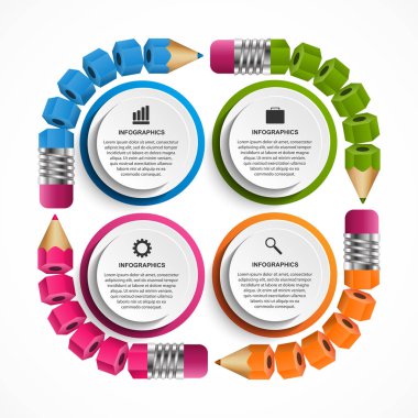 Kalemle bilgi grafikleri şablonu. Eğitim veya iş sunumları, bilgi pankartı için kullanılabilir.