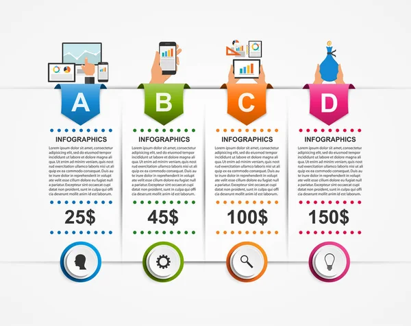 Abstrakcyjne opcje szablon infografiki. Infografika do prezentacji biznesowych lub baner informacyjny. — Wektor stockowy