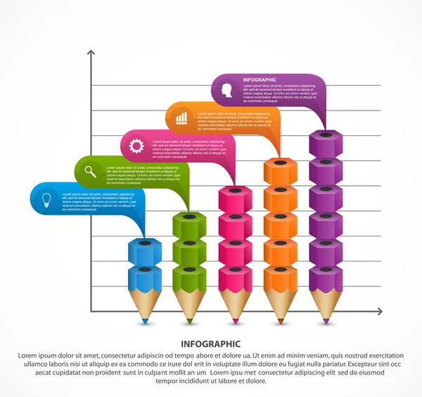 Plantilla infográfica con lápiz. Puede ser utilizado para la educación o presentaciones de negocios, banner de información . — Archivo Imágenes Vectoriales