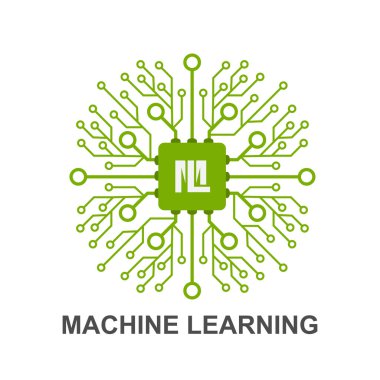 Makine öğrenimi. Yapay Zeka. Baskılı devre kartından bir beyne sahip teknolojik altyapı. Beyin simgesi.