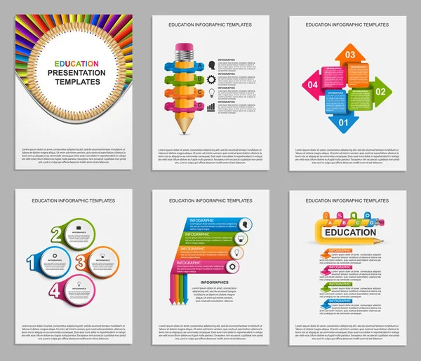 Koleksiyon eğitim Infographics şablonu. İş sunumları veya bilgi başlığı için Infographics. — Stok Vektör