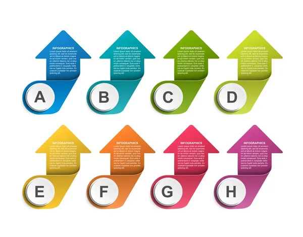 Infográficos com setas. Infográficos para apresentações de negócios ou banner de informações . —  Vetores de Stock