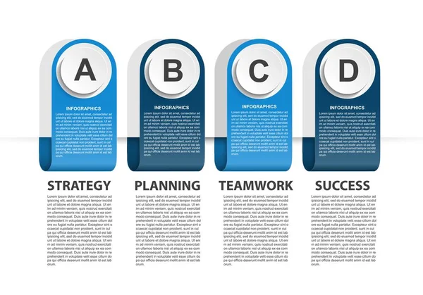 Plantilla infográfica con cintas. Infografías para presentaciones de negocios o banner informativo. — Archivo Imágenes Vectoriales